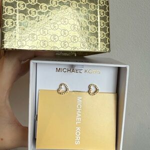 Michael Kors Pavé Heart Shaped Stud Earrings set